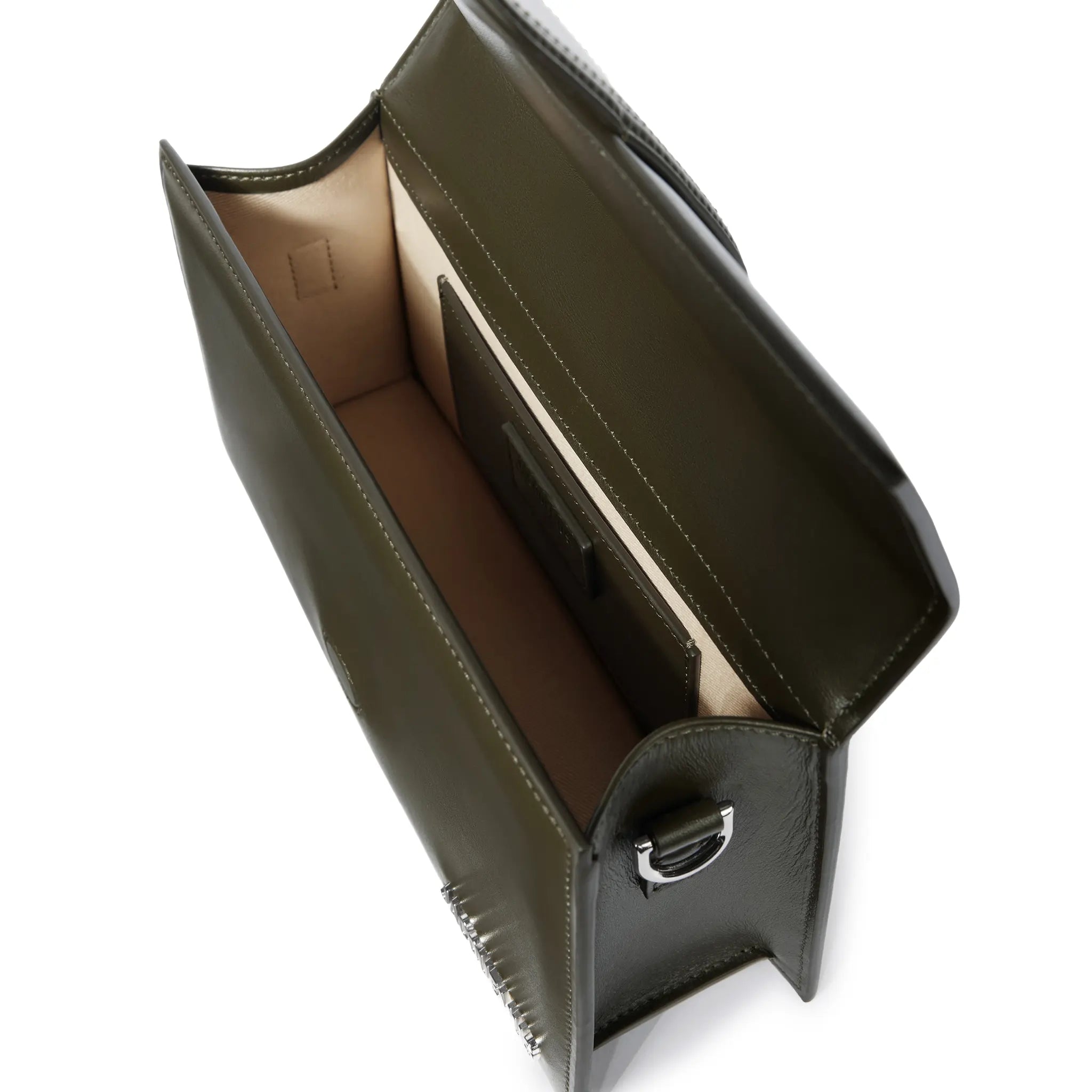 Inside View of Jacquemus Large Bambino Dark Khaki Crossbody Bag BAW00007AC01C02580